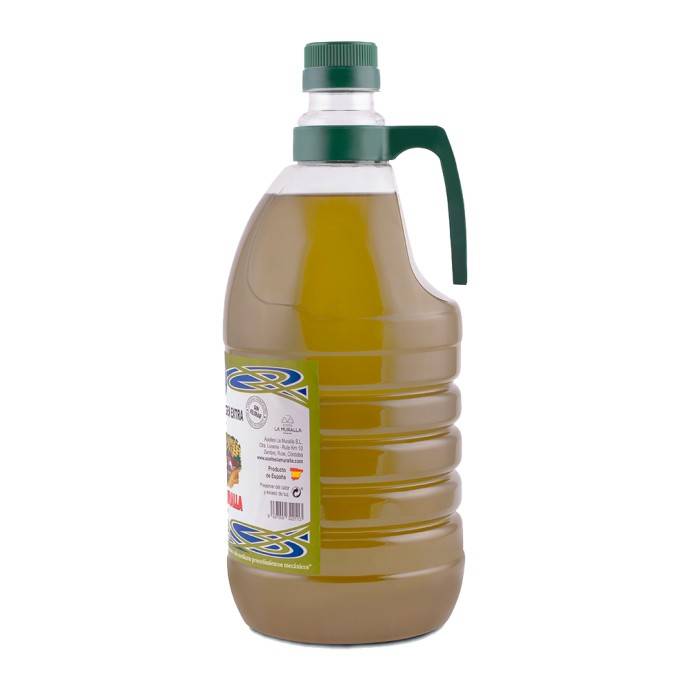 Aceite de Oliva Virgen Extra Cortijo La Muralla Garrafa de 2 L vista de perfil