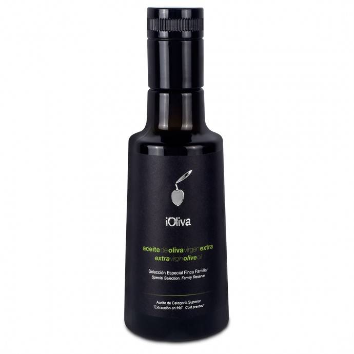 iOliva 250 ml. Extra Virgin Olive Oil Bottle. Front View