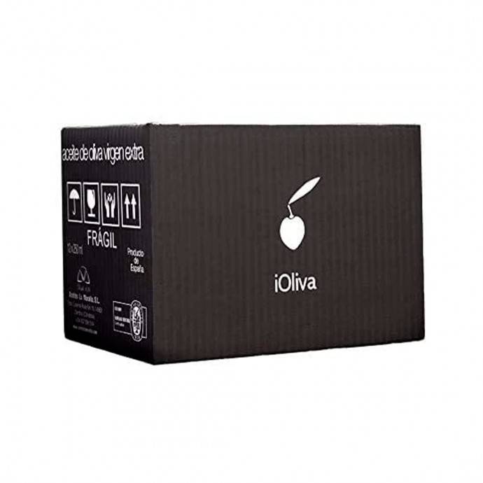 Caja iOliva - 12 Botellas 250 ml. Aceite de Oliva Virgen Extra vista de lado