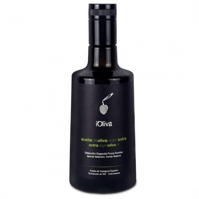 iOliva 500 ml. Extra Virgin Olive Oil Bottle. Front View